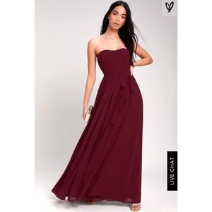 NEW! BE IN LOVE BURGUNDY STRAPLESS MAXI DRESS